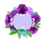 White background with watercolor violets and copy space N2