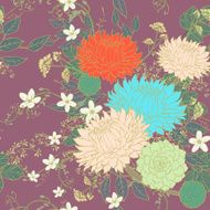 vintage ornate chrysanthemum seamless pattern