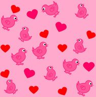 pattern for wrapping paper and filled with birds hearts