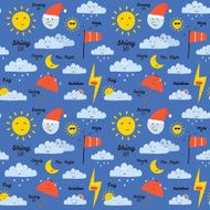 Childish pattern with cute smiley weather icons N3
