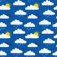 Childish pattern with cute smiley weather icons N5