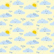 Childish pattern with cute smiley weather icons N7