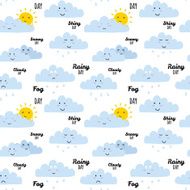 Childish pattern with cute smiley weather icons N9