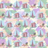 Colorful vector background with the sights of Paris N4