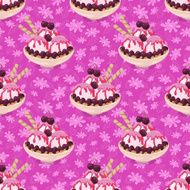 Seamless Ice Cream and Floral Pattern N2