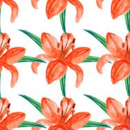 Watercolor lily in vintage style