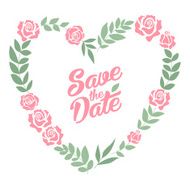 Save the date floral heart card Vintage wedding invitation Summer N2