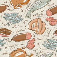 Background with chick fish salami and sausage N2