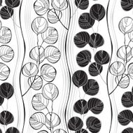 Seamless pattern of abstract branches Monochrome vector background N4