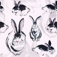 Rabbits seamless pattern in watercolor