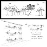 shower curtain tree landscape