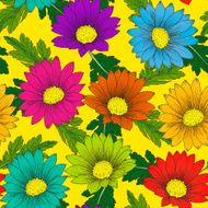 retro colorful daisy seamless pattern N2