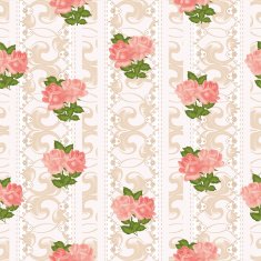 Seamless pattern with pink roses in vintage style