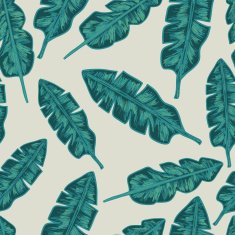 Seamless exotic pattern with tropical leaves