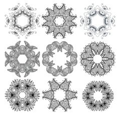 Set of black circle ornament patterns