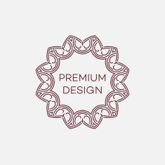 Vector geometric frame in mono line style Monogram design element N32