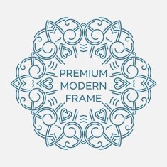 Vector geometric frame in mono line style Monogram design element N37