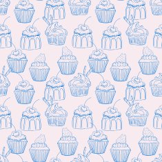 seamless blue cute cupcakes