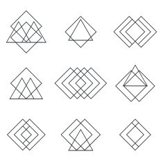 Set of geometric shapes triangles lines for your design Trendy