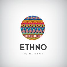 Vector circle ethno tribal hipster decorated colorful logo icon sign N2