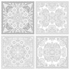 unique coloring book square page set for adults N13