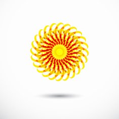 abstract yellow circle floral icon for design