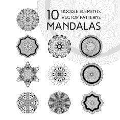 Set of black and white mandalas N2