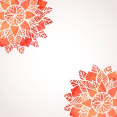 Illustration with watercolor red lace pattern Vector background N3