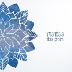Watercolor floral blue pattern N3
