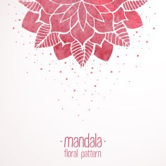 Watercolor pink lace floral pattern on white background N2