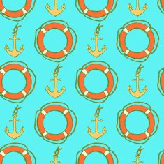 Sketch life bouy and anchor in vintage style