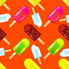 Vector fruite ice seamless pattern at bright background