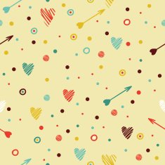 Festive colorful seamless pattern with heart and arrow