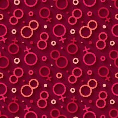 Seamless pattern with the date of March 8 and female