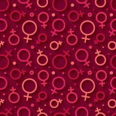 Seamless pattern with the female gender symbol