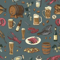Colored beer hand drawing pattern N3