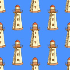 Sketch cute lighthouse in vintage style