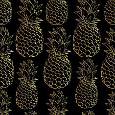 Exotic seamless pattern with silhouettes tropical fruit pineapples N2