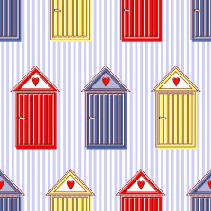 Seamless pattern with colorful french doors hearts windows