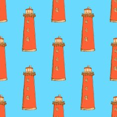 Sketch cute lighthouse in vintage style N3