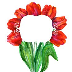 Romantic card with red tulips and copy space
