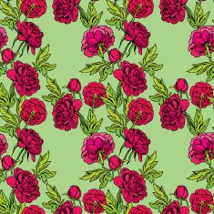 Seamless pattern with Realistic graphic Peony flowers