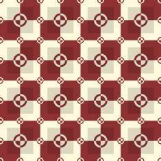 Circle-squares pattern in red and sand colors N2