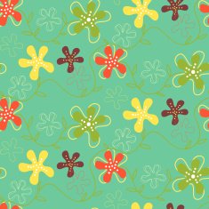 Seamless pattern of hand drawn summer flowers