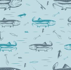 Seamless pattern on the subject of fishing N6