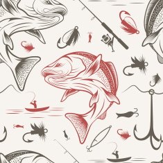 Seamless pattern on the subject of fishing N7