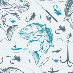 Seamless pattern on the subject of fishing N8