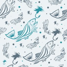 Seamless pattern on the subject of fishing N11