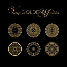 Vintage Golden mandala design Vector illustration set For napk