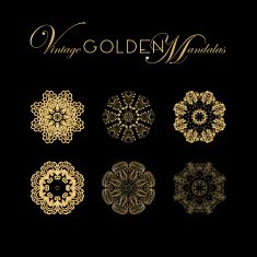Vintage Golden mandala design Vector illustration set For napk N2